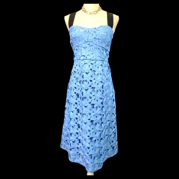 J. Crew Dresses & Skirts - J.Crew Light Blue Floral Lace Sleeveless Midi Dress sz 12